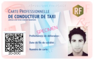 carte professionnelle de conducteur de taxi
